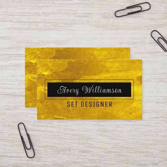 Chic Gold Black Modern Minimalistisch Visitenkarte (Vorderseite/Rückseite Beispiel)