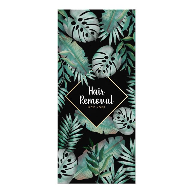 Chic gold black tropical price list salon werbekarte (Vorne)