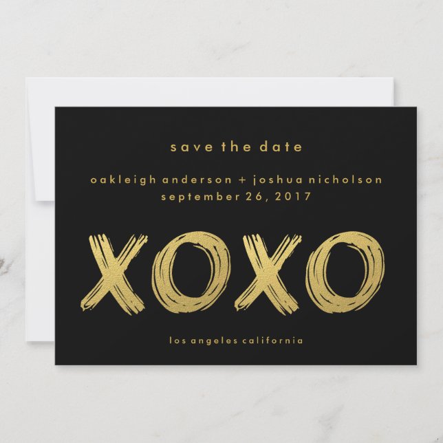 Chic Gold Black | XOXO-Foto Save the Date (Vorderseite)