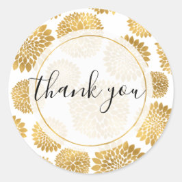 Chic Gold Blume Personalisiert Danke Runder Aufkleber