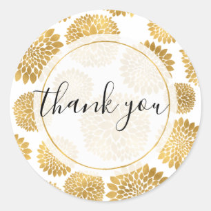 Chic Gold Blume Personalisiert Danke Runder Aufkleber