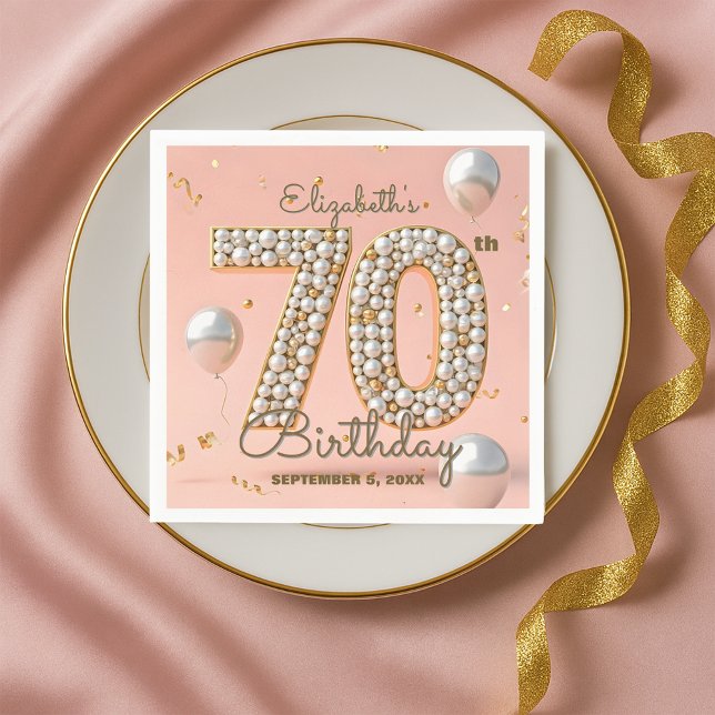 Chic Gold Blush Pink Frühe 70. Geburtstag Serviette (Von Creator hochgeladen)