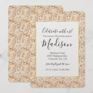 Chic Gold Blush Pink Leopard Print Birthday Einladung