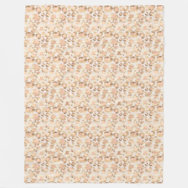 Chic Gold Blush Pink Leopard Print Fleecedecke (Vorderseite)