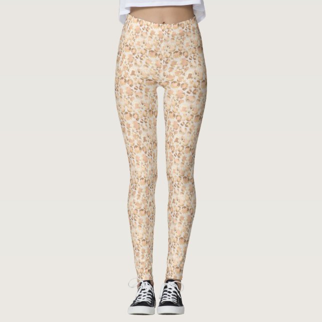 Chic Gold Blush Pink Leopard Print Leggings (Vorderseite)