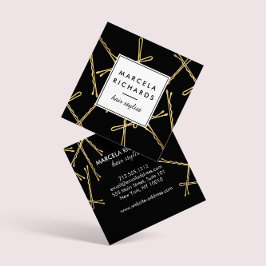 Chic Gold Bobby Buttone Friseur Stylist Salon Blac Quadratische Visitenkarte