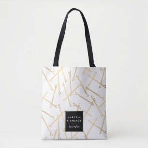 Chic Gold Bobby Buttone Weiß Personalisiert Tasche