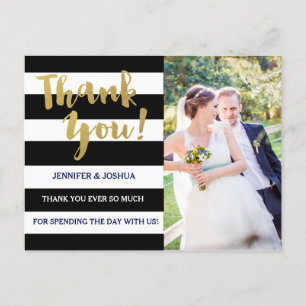 Chic Gold   Bold Black Stripe Foto Vielen Dank Postkarte