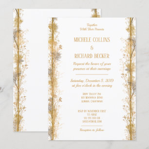 Chic Gold Botanical Border Wedding Einladung