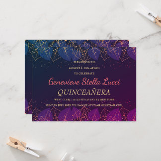Chic Gold Botanical Quinceñera Party Einladung