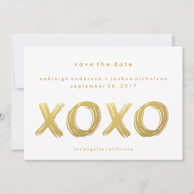 Chic Gold Brush Stroke | XOXO Einfach Save the Dat Save The Date (Vorderseite)