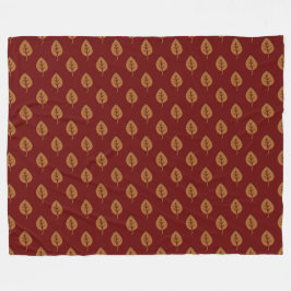 Chic Gold Burgundy Red Leaf Boho Throw Blanket Fleecedecke