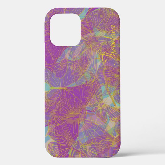 Chic Gold Butterfly Aqua Violet Case-Mate iPhone Hülle (Rückseite)
