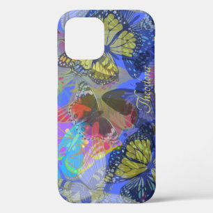 Chic Gold Butterfly Bleu Yellow Case-Mate iPhone Hülle
