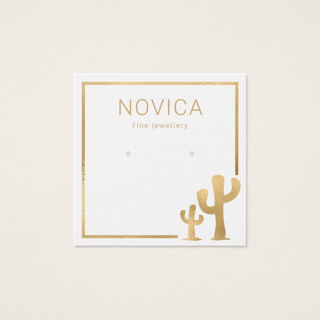 Chic Gold Cactus Earring Display Card (Vorderseite)