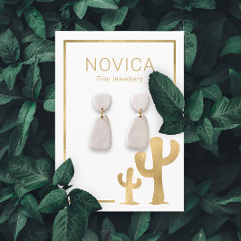 Chic Gold Cactus Earring Display Card Visitenkarte