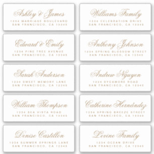 Chic Gold Calligraphie Mariage Étiquettes de adres