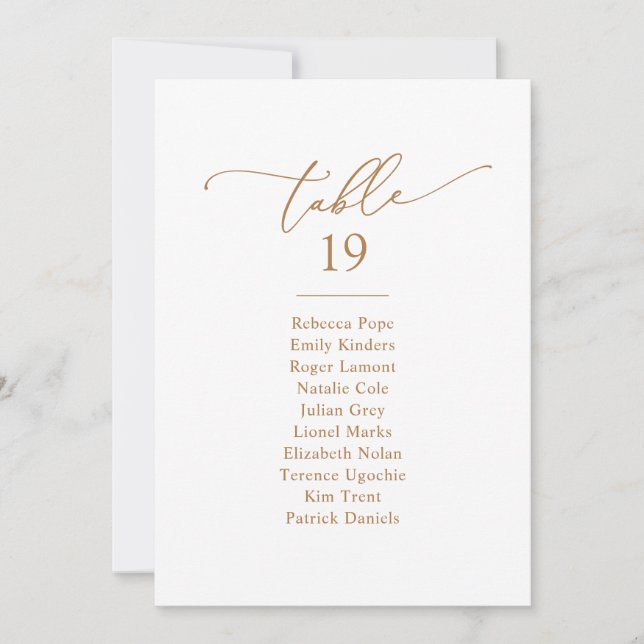 Chic Gold Calligraphy Wedding Seating Chart Cards Einladung (Vorderseite)