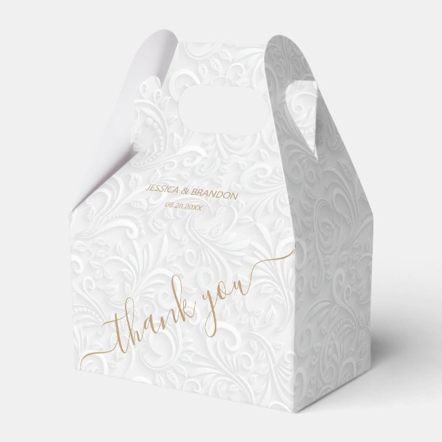 Chic Gold Calligraphy Wedding Vielen Dank Geschenkschachtel (Vorderseite)