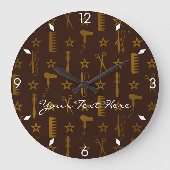 Chic Gold & Coco Brown Custom Wall Clock Große Wanduhr (Vorderseite)