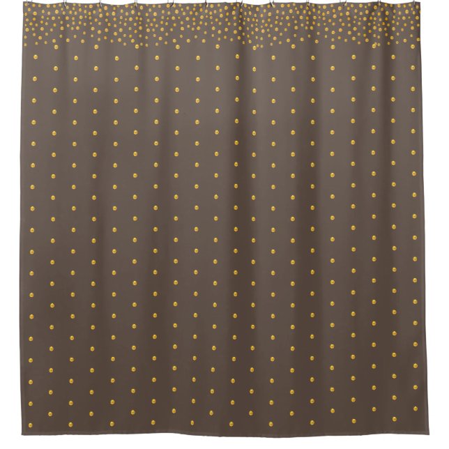 Chic Gold Confetti auf Brown Duschvorhang (Vorderseite)
