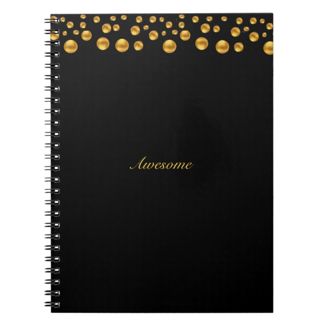 Chic Gold Confetti & Calligrafy auf Black Notizblock (Vorderseite)