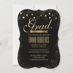 Chic Gold Confetti Dots Abschluss Ankündigung