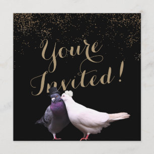 Chic Gold Confetti Hochzeit von Vögeln Hochzeit Einladung