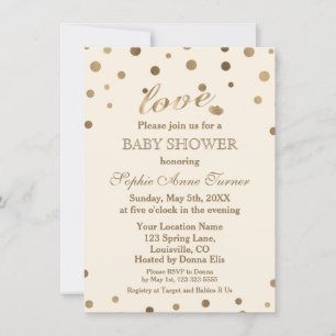 Chic Gold Confetti Liebe Champagne Baby Dusche Einladung