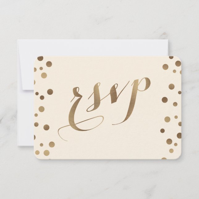 Chic Gold Confetti Love Champagne Wedding RSVP (Devant)