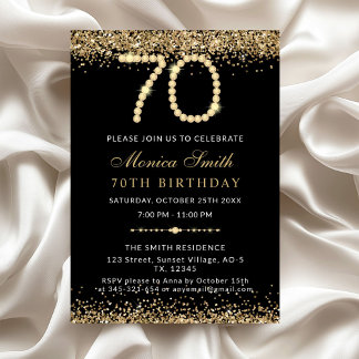 Chic Gold Diamonds 70th Birthday Party Invitation Einladung