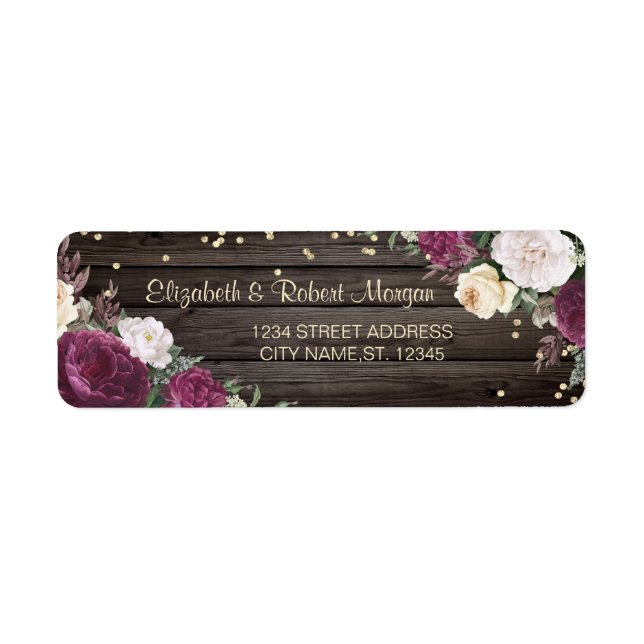 Chic Gold Diamonds Burgundy Blume Wood (Vorne)