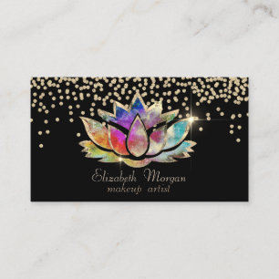 Chic Gold Diamonds Colorful Lotus Black Visitenkarte