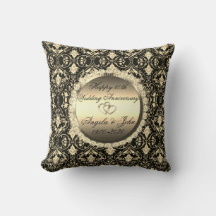Chic Gold Diamonds Damask 50. Hochzeitstag Kissen