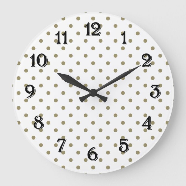 Chic Gold Dots Große Wanduhr (Vorderseite)