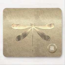Chic Gold Dragonfly Mit Monogramm Mousepad