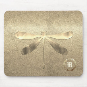 Chic Gold Dragonfly Mit Monogramm Mousepad