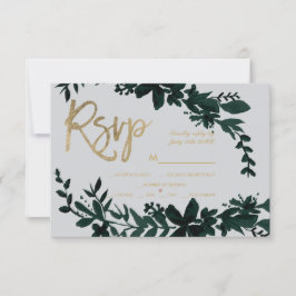 Chic gold Drehbuch Floral Grey uAwg Hochzeit RSVP Karte