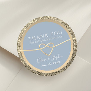 Chic Gold Dusty Bleu Mariage Stickers pour Faveurs
