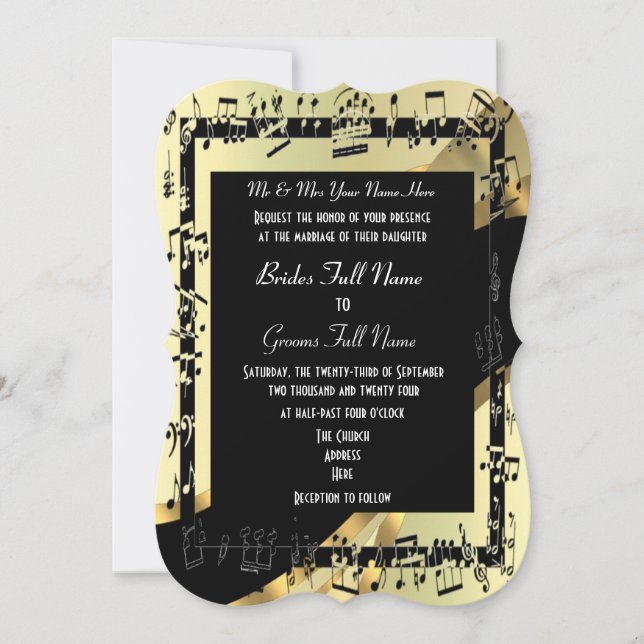 Chic Gold elegante formelle Hochzeit Einladung (Vorderseite)