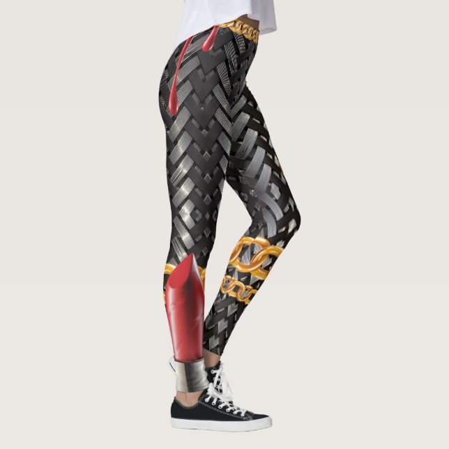 Chic Gold Elegante Livio Vacchini Gebäudes Legging Leggings (Rechts)