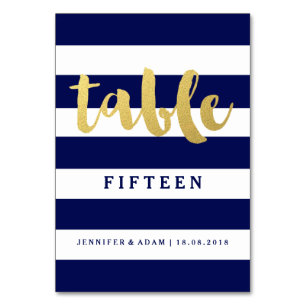 Chic Gold Fett blaue Streifen-Tischnummern Tischnummer