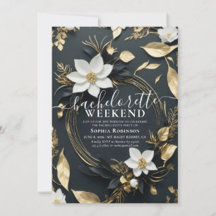 Chic Gold Floral Wreath Junggeselinnen-Abschied We Einladung
