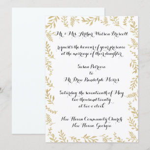 Chic Gold Foil Blätter Einladung Hochzeit
