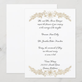 Chic Gold Foil Bloral Wedding Einladung