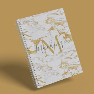 Chic Gold Foil Classic Marmormonogramm Notizbuch