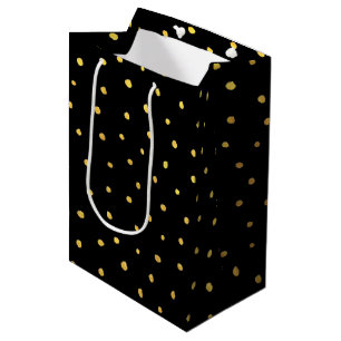Chic Gold Foil Dots Elegantes Schwarzes Meer Mittlere Geschenktüte