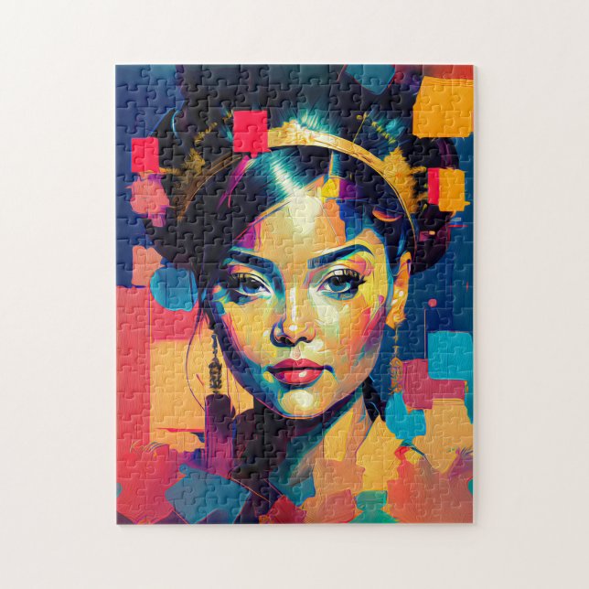 Chic Gold Foil farbenfrohe Frauen Impasto Ölgemäld (Vertikal)