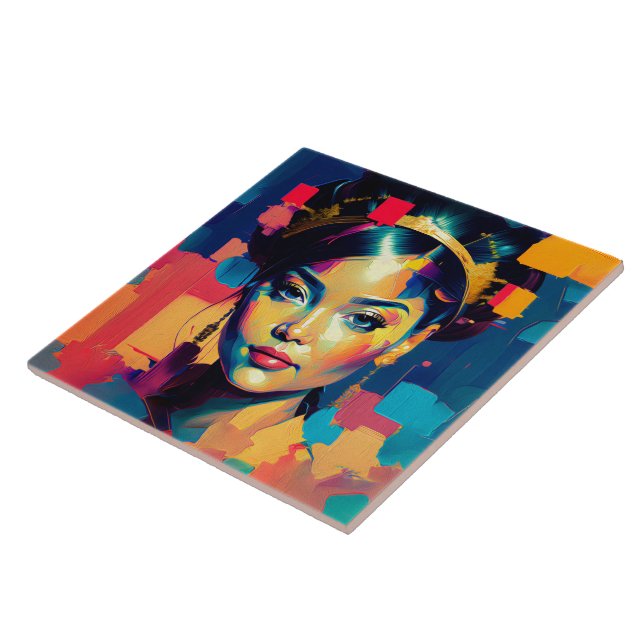 Chic Gold Foil farbenfrohe Frauen Impasto Ölgemäld Fliese (Seite)