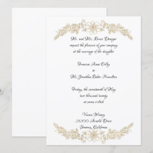 Chic Gold Foil Floral Hochzeit Einladung